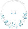TOFBS Parure Gioielli Donna Set Collana Cristallo di Conchiglie a Strati Bohémien Conchiglie da Spiaggia Colorate e Stratificate Collana Orecchini Set (Blu)