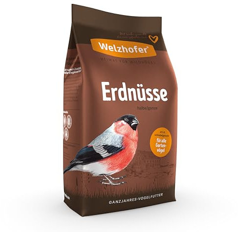 Welzhofer Erdnüsse halbe/ganze 10kg Wildvogelfutter - Hochenergie Vogelfutter für Garten- & Wildvögel, mit extrem hohem Ölgehalt, 24% Eiweiß, 176 mg Magnesium. Rückstandsfrei & nährstoffreich
