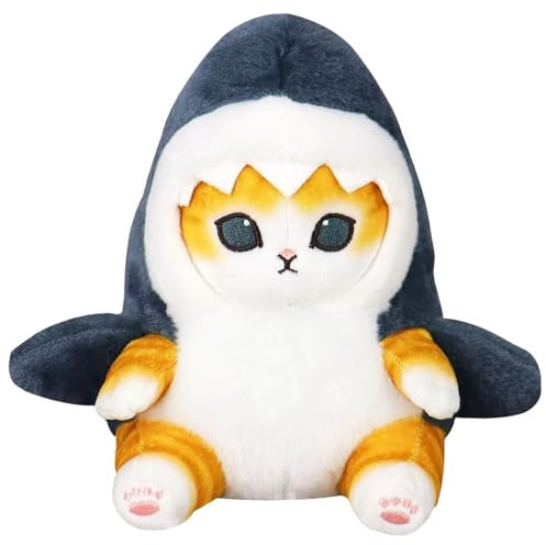 Hai Katze Plüschtier,Katze Plüschtier 22 cm,Hai Plüschpuppe,Hai Katze Plüsch Spielzeug,Kawaii Katze Kuscheltier für Zuhause/Büro/Wohnzimmer/Schlafzimmer,Shark Cat Geschenk für Kinder (Gelb)