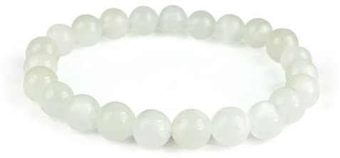 JoyasMinerales Bracelet en Pierre de Lune Transparente | 100% Pierres Naturelles Authentiques | Confortable & Élégant | Fil Élastique Coréen + Boîte Cadeau Incluse (Pierre de Lune Transparente, 6mm)