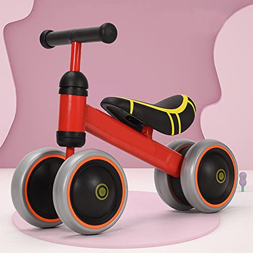 Laufrad für Kinder ab 1 Jahr, Spielzeug mit 4 Rädern, für Babyfahrrad von 12 bis 36 Monaten, erstes Fahrrad ohne Pedale für Jungen und Mädchen als Geburtstagsgeschenk, 50 x 18 x 38 cm, Rot