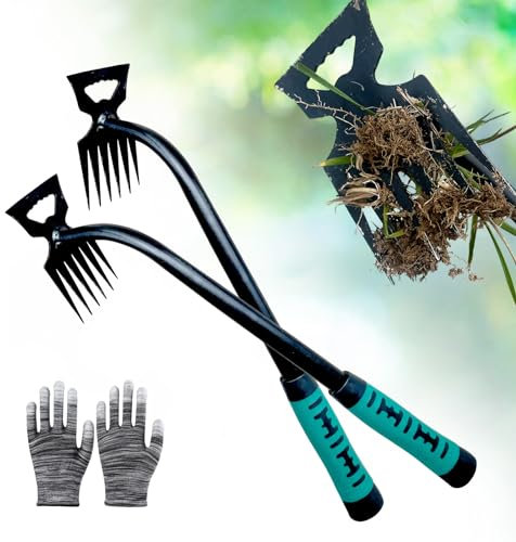 Weed Puller Tool-2Pcs Gardening Hand Weeder Tools, 2026 New Weeding Artifact Uprooting Weeding Tool, Manganese Steel Weed Removal TooL, 6 Teethes Dual Purpose Manual Weed Pulling Tool for Yard Gardenl