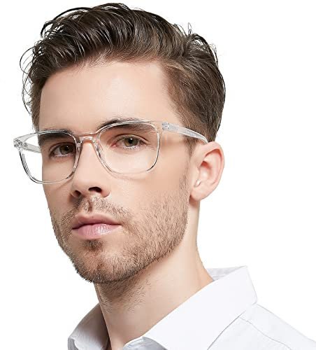 OCCI CHIARI Oversized Mens Reading Glasses 1.5 Square/Rectangle Readers Glasses for Men Fashion Reading Glasses Spring Hinge(Transparent, 150)
