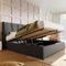 Dolamaní Boxspringbett 140x200 cm mit Bettkasten Grau, Doppelbett mit Stauraum, Bett mit Lattenrost aus Holz, Stauraumbett Metallrahmen, Jugendbett Modern, Ohne Matratze