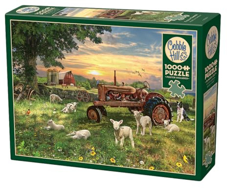 Cobble Hill 1000 Teile Puzzle - Feld bei Sonnenaufgang - Beispielposter enthalten