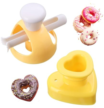 2 Stück Donut-Formen Mit Dip-Zange, Hohle Brotform, Herzstempel, Backwerkzeuge Für Zuhause, Donut-Formschneider, Hohle Gebäckform