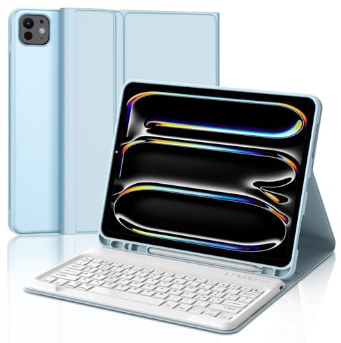 WAVATA Tastiera per iPad iPad Pro 13 pollici M4 2024/M5 2025, A2925, A2926, A3007, Custodia con Tastiera per iPad Pro 13 Bluetooth Magnetica Staccabile QWERTY Layout Italiano, Nero