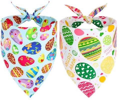 Vivifying Ostern Hund Bandana, Kaninchen Osterei Muster Ostern Hund Halstuch einstellbar Dreieck Lätzchen Haustier Bandana für Hunde Katze Urlaub Festival