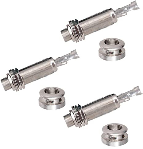 Gvvsjgdbis A1347 3 Piece Guitar Bass End Pin Output Jack 1/4 Inch Mono or Stereo Applications Silver