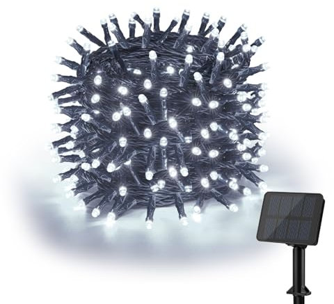 Isisyu Solar Lichterkette Aussen 12M 120LED Lichterkette Außen Solar 8 Modi IP65 Wasserdicht Solarlichterkette Außen Wetterfest für Balkon, Garten, Hochzeiten, Terrasse, Weihnachten, Partys