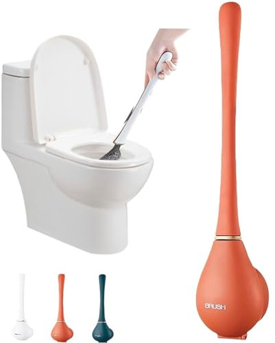 Modern Flexible Silicone Toilet Caspa for Home, Silicone Toilet Brush with Holder, Ergonomic Wall Mounted Toilet Bowl Brush for Dead Corner Clean (Orange)
