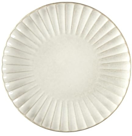 HowHomely | Assiette en porcelaine de 32 cm crème – Grande assiette plate ronde, assiette de service élégante, vaisselle moderne, assiettes à pâtes, assiettes de présentation