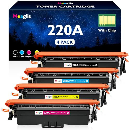Meagiis 220A Toner Kompatibel mit HP 220A 220X Toner (Mit Chip, 4er-Pack) | Kompatibel mit HP Color LaserJet Pro 4202dw, 4202dn, MFP 4302fdw, 4302dw, 4302fdn; 1 Schwarz, 1 Cyan, 1 Gelb, 1 Magenta