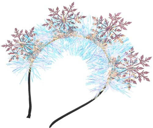 Baluue Bandeau Flocon Pailleté Rose et Argent pour Femme Accessoire Léger pour Fête de Noël Décoration de Cheveux Festive