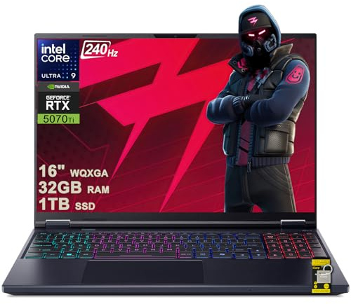 acer Predator Helios Neo 16 AI Gaming Laptop 16 2560x1600 IPS 240Hz (100% DCI-P3) Intel 24-core Ultra 9 275HX 32GB RAM 1TB SSD GeForce RTX 5070 Ti (Up to 992 AI Tops) Win11Pro ICP Hub w/Copilot