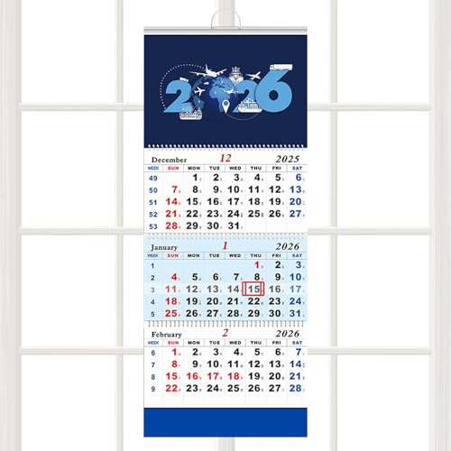Vertikal kalender - tremånaderskalender, vertikal väggplanerare att hänga upp, agenda, fyrruta fraktkalendrar | För din