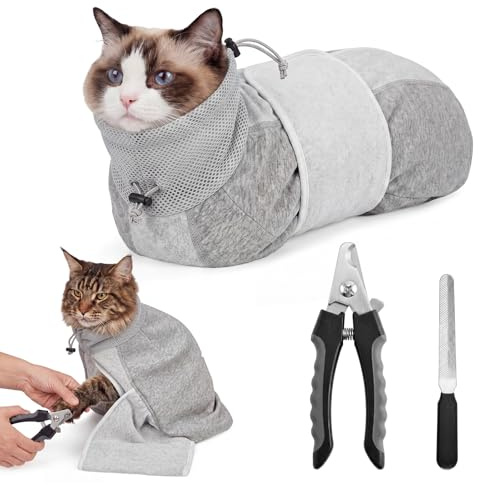 Hsei Rouleau de toilettage pour chat pour couper les ongles avec | Couverture d'emmaillotage autocollante pour chat, burrito pour la coupe des ongles, sac de retenue calme pour animaux de