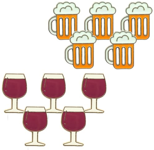 PYRUVAE 10 Stücks Oktoberfest Anstecker Pin Bier & Cocktail - Lustige Metall Brosche für Trachten, Dirndl & Schützenfest - Hochwertige Accessoires für Taschen, Hüte & Kleidung