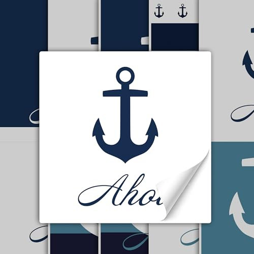 GRAZDesign Fliesenaufkleber Bad & Küche Maritim mit Anker in blau, Klebefliesen selbstklebend (10 Stück, 15x15cm)