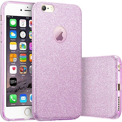 HQ-CLOUD® Housse étui Coque Gel en Silicone Paillette Bling Bling pour Apple iPhone 6 /6S (4,7 Pouces) - Violet Brillant