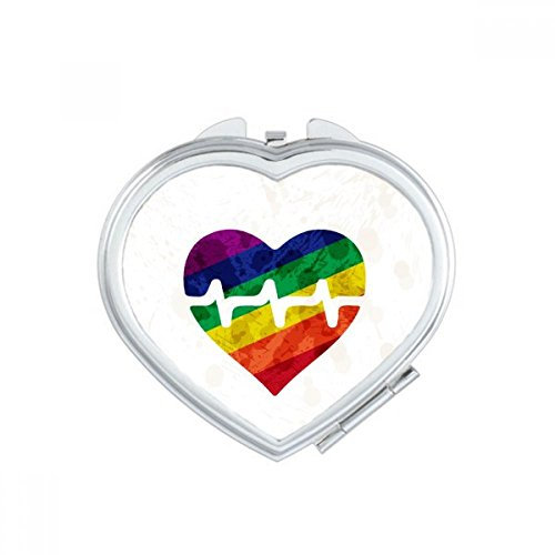 DIYthinker Liebe LGBT Regenbogen-Stempel Herz Compact Make-up Taschenspiegel Tragbare Nette Kleine Hand Spiegel Geschenk Mehrfarbig