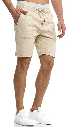 Indicode Herren Stoufville Chino Shorts mit 4 Taschen aus 98% Baumwolle | Bermuda Sommershorts für Männer White Pepper, M