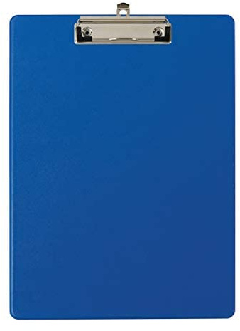 FALKEN 10x Klemmbrett-Pocketclip DIN A4 blau mit Tasche am Rücken | Made in Germany stabiler Pappkern und Kunststoffbezu ideal für Inventur und Lagerwirtschaft