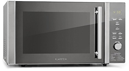 Klarstein Luminance Prime Mikrowellen-Grill-Kombigerät (34 Liter, 1000 Watt Mikrowelle, 1300 Watt Grill, 11 Leistungsstufen, 9 Automatikprogramme, 2 Kombi-Funktionen) silber