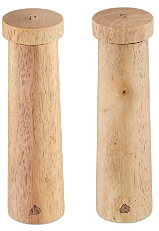 Navaris 2X Moulin à Épice Manuel - Lot 1x Moulin à Sel et 1x Moulin à Poivre en Bois d'Hévéa - Taille de Grain Réglable - Design Scandinave