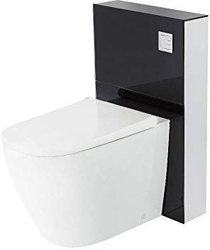 Milano Arca 504mm Bathroom Toilet WC Unit Back to Wall Japanese Bidet Pan Cistern Seat - Black