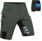 Hiauspor MTB Hose Herren Kurz Mountainbike Hose mit 4D Sitzpolster Amungsaktiv Fahrradhose Schnelltrocknend Radlerhose Bike Shorts mit 5 Taschen (Klassisches Grün, XL)