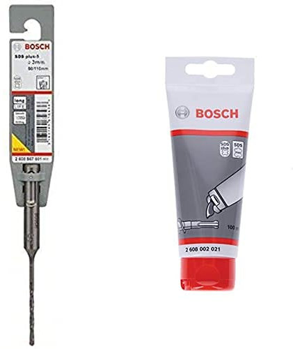 Bosch Professional Hammerbohrer SDS-plus-5 (Ø 3 mm) + Bosch Professional 100 ml Schmierfett Tube (für SDS plus & SDS max Bohrer/Meißel, Zubehör Bohrhammer)