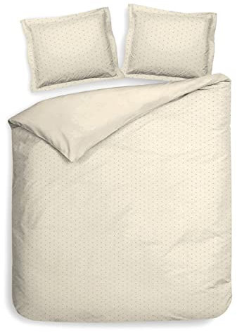 ZO! HOME Heckett and Lane Bettwäsche Punto 1 Bettwäsche 260x220cm mit 2 Kopfkissen 60x70cm 100% Baumwolle Mako-Satin Off-White
