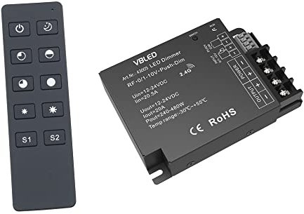 INATUS SET - 2.4G Funk LED Dimmer 12-24V DC 240-480W incl 1-Kanal Fernbedienung