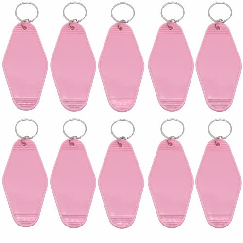 Lot de 10 porte-clés vierges pour hôtel - Style vintage - Motel - Par sublimation - Transfert de chaleur, rose