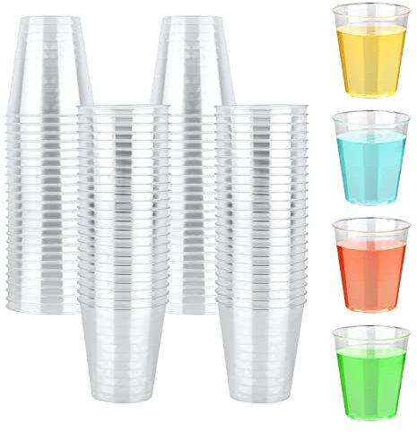 CoKeeSun 100 Stück Schnapsgläser, 5cl/50ml Shotgläser, Wiederverwendbarer Transparent Plastikbecher, Trinkbecher Schnapsbecher für Partys, Weihnachten