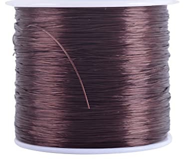 KONMAY 1 Rolls 0.8mm Flat Stretchy Bracelet Strings, 400 Meters Brown Crystal Elastic Thread Cord for Jewelry Bracelets Making, Beading, Hair Extension Cord