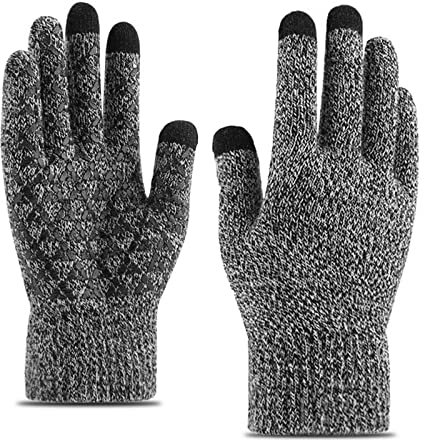 TSHAOUN Guantes de Pantalla Táctil a Prueba de Viento al Aire Libre,Guantes de Invierno,Guantes para Correr,Guantes tactiles movil Smartphone,Jardinería Camping y Otros Deportes al Aire Libre (Gris)