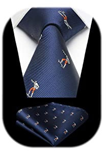 HISDERN Krawatte Navy blau Herren Krawatten Skateboard Muster mit Einstecktuch Krawatte Hochzeit und Taschentuch Set
