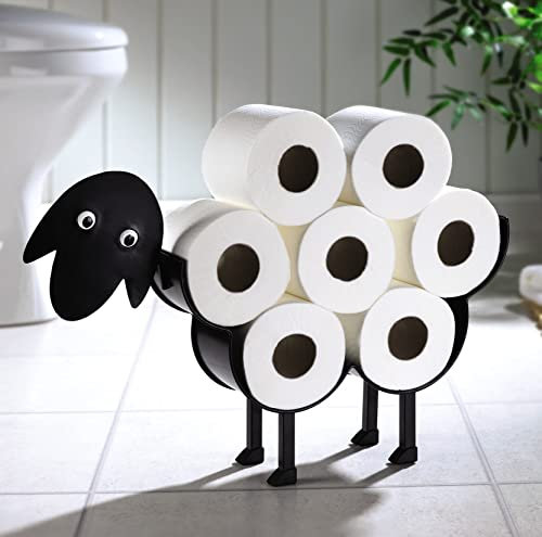 Baabara The Sheep Toilet Paper or Towel Holder – Freestanding Metal Modern Novelty Loo Roll Bathroom Stand – Holds 7 Rolls, H32 x W50 x D10cm