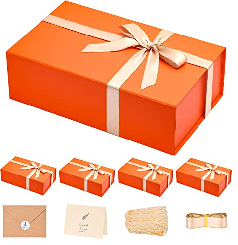 LIFELUM Magnetische Geschenkbox für Thanksgiving-Geschenke, Orange, 35,18 x