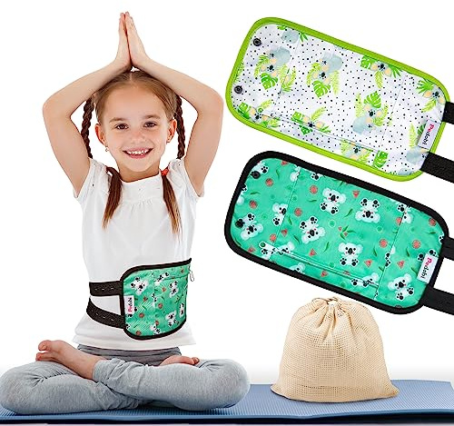Pedobi Rizinusöl-Packung für Kinder, wiederverwendbare Bio-Baumwolle, Rizinusöl-Pad, Kompresse, lindert Magenbeschwerden, Leberentgiftung, mit verstellbarem Riemen, Anti-Öl-Leck, 2 Stück