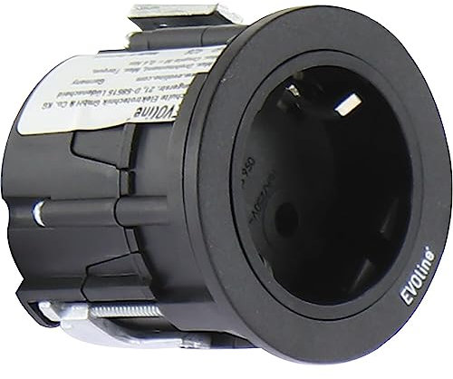 Evoline One Einbau Steckdose mit Abdeckring ø 59 mm 230V, Kunststoff schwarz