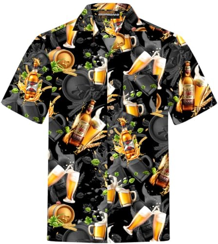 Hawaiihemdshop Hawaiihemd | Herren | Baumwolle | Größe S - 8XL | Kurzarm | Alkohol | Bier
