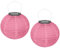 Ledeak 2 Stück Solar Lampions Außen, 20cm Solar LED Laterne Wetterfest Hängend, Polyester Runde Garten Lampions Solar Laterne Outdoor für Garten Terrasse Hochzeit Fest Deko Außendeko (Rosa)