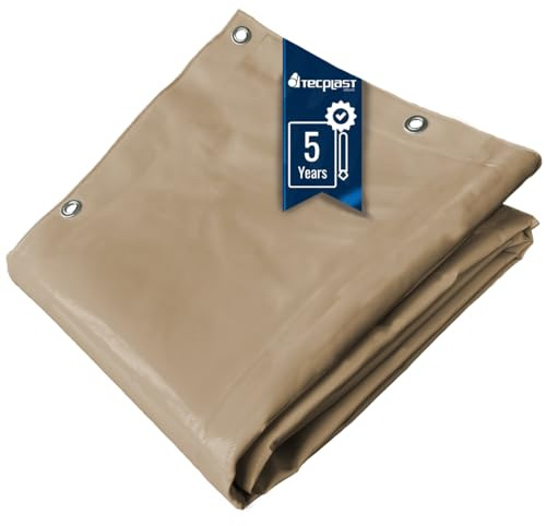 TECPLAST Bâche pour Carport 3x5 m LP506CP Beige foncé - Garantie 5 Ans - Toile PVC étanche pour abri de Voiture