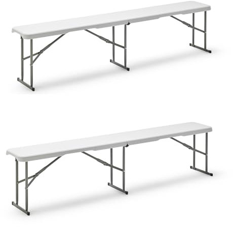 KG KITGARDEN - Pack de 2 Bancos Plegables Portátiles Multifuncionales, 180x28x43cm, Blanco
