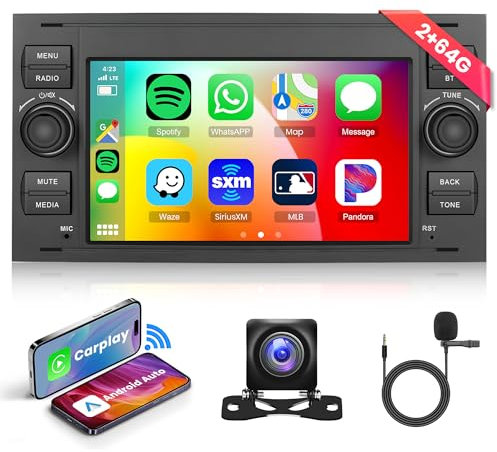 2G 64G Android 13 Car Stereo for Ford Focus C-Max/Galaxy/Connect/Fiesta/S-Max/Transit/Mondeo with Carplay Android Auto, 7 Inch Touch Screen Car Radio with GPS FM RDS WiFi Backup Camera