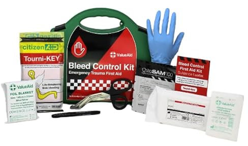 Value Aid Professional Bleed Control Kit with Tourni-Key in Hard Case - First Aid Kit with Haemostatic Dressing & Trauma Bandages - Rapid Response Medical Supplies for Severe Injuries