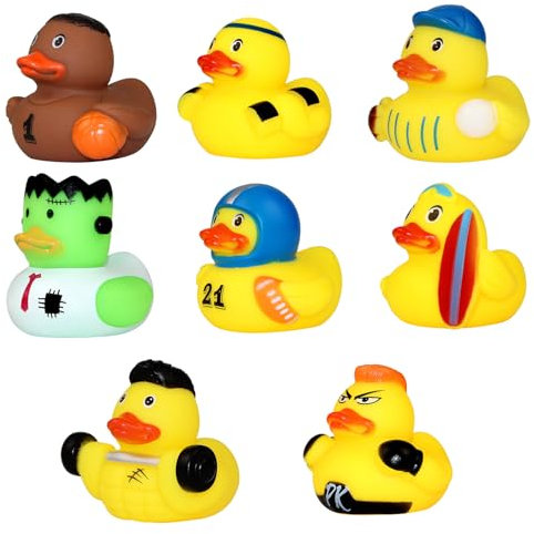 Wekuw Canards en Caoutchouc, 8 Pièces Canard Plastique Petit Canard Jouets de Bain Mignons Bain Canard Flotteur Colorés pour Baby Shower, Anniversaire Fête
